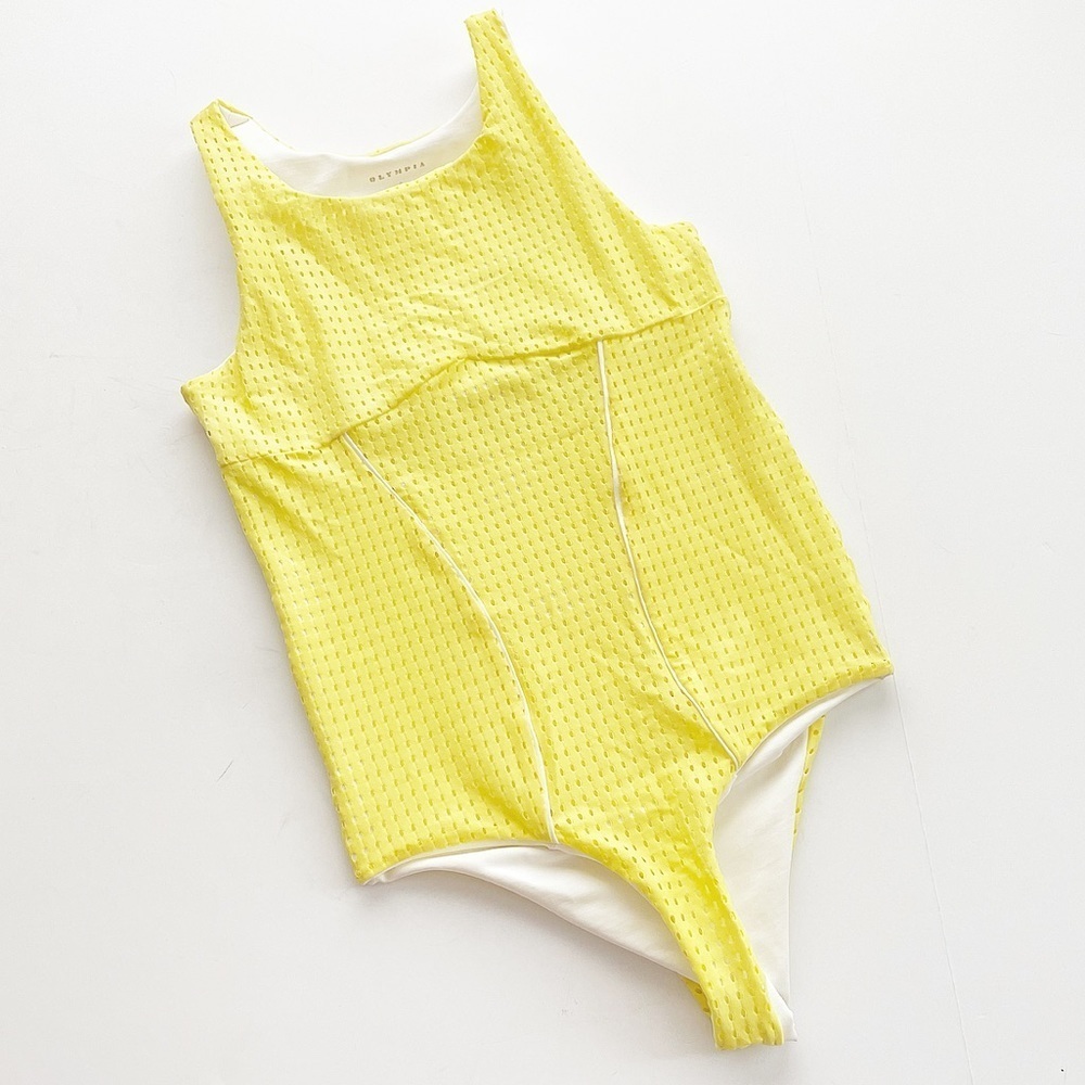 Olympia Activewear Saba yellow perforated bodysuit